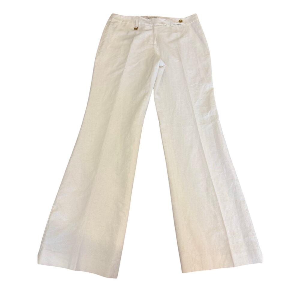 MICHAEL by Michael Kors White Linen Cotton Trouser Pants Women size 10